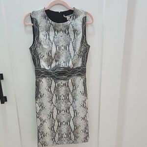 Diane Von Furstenberg Gray and Black Sheath Cocktail Dress